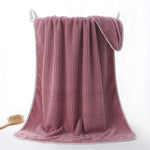 serviette bain rapide absorbante rose bleu rayée lavable tricotée anneléescrição