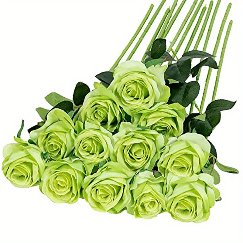 roses artificielles rouges decoration mariage anniversaire intérieur romantique branches soie verte