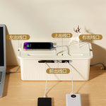 boîte rangement câbles prise électrique moderne réutilisable adhésif beige rayures verticales chargeur smartphone