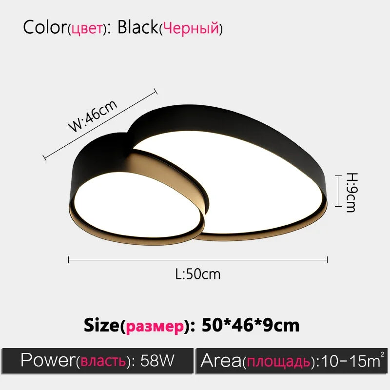 plafonnier led moderne minimaliste abstrait blanc noir doré chambre salon decoration