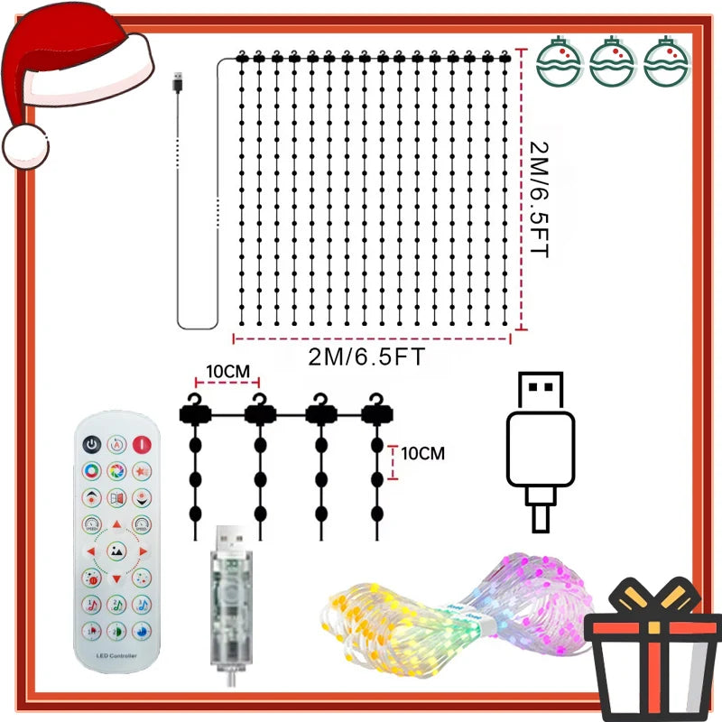 rideau lumineux led multicolore pixel art noel télécommande application mobile