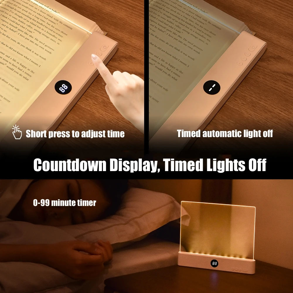 lampe lecture led rechargeable nuit table livre écran lcd usb charge boutons blanc