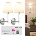 applique murale led rechargeable sans fil rgb télécommande moderne minimaliste argentée blanche simple lisse