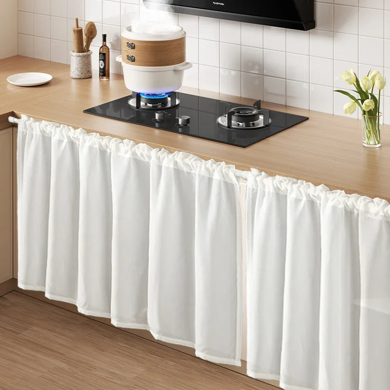 rideau cuisine polyester moderne blanc marron clair vert foncé bleu ciel plissé minimalisteintérieur