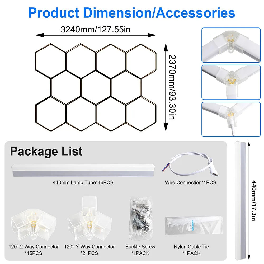 plafonnier led blanc moderne forme hexagonale nid d'abeille salon salle conférence