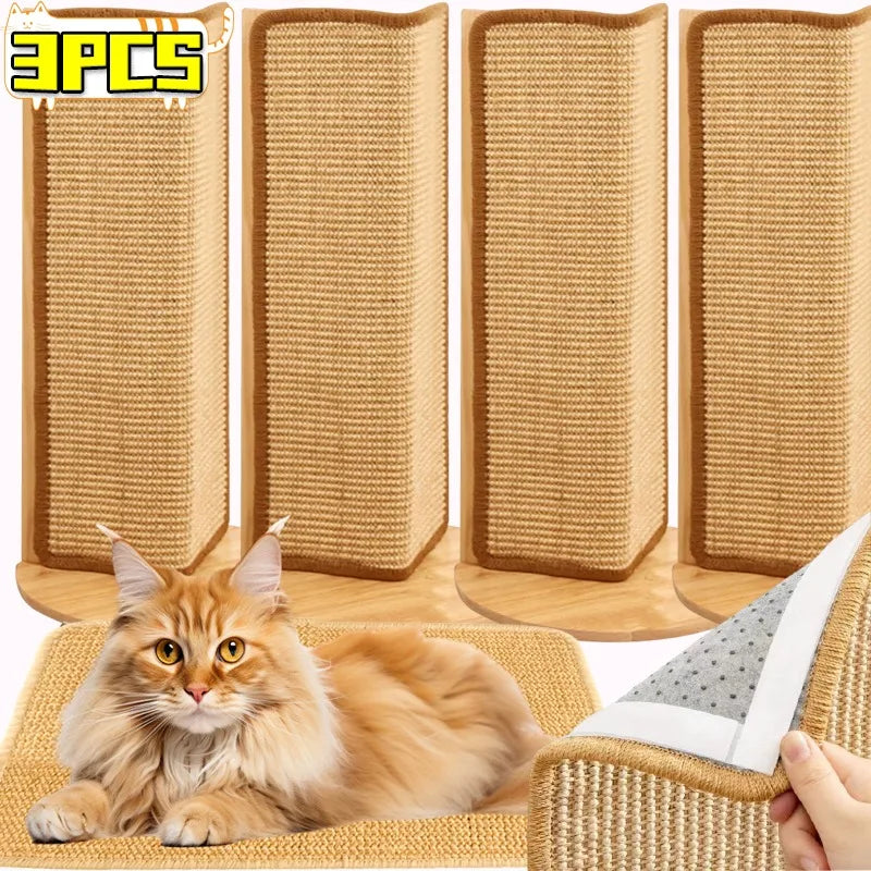 tapis gratter sisal beige clair adhésif texture tissée moderne protection chats