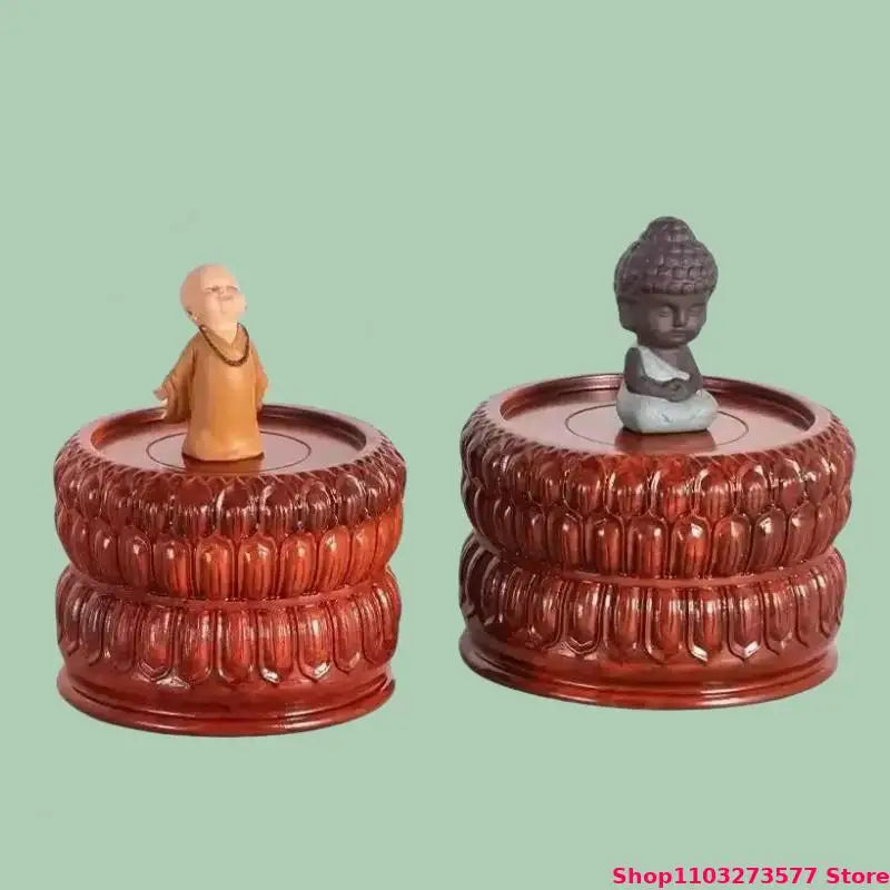support décoratif bois sculpté rouge statuettes vases classique chinois traditionnel