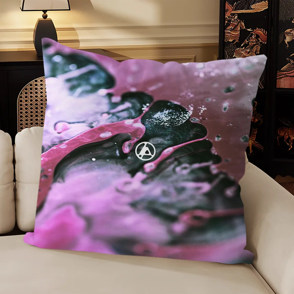 taie d'oreiller moderne motif abstrait noir violet rose bleu polyester coton décoratif canapé salon