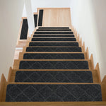tapis d'escalier gris foncé quilted moderne adhésif 10 pièces 15 pièces protection film
