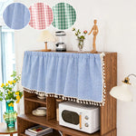 rideau décoratif gingham bleu vert rose rustique salon farmhouse vintage polyester