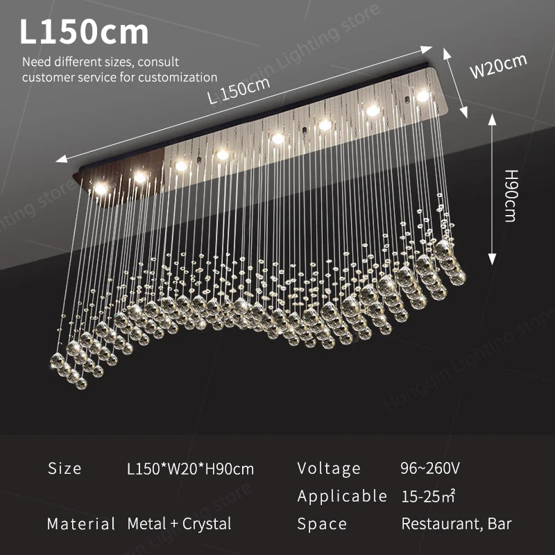 suspension lumineuse moderne cristal transparente argentée led 90 260v