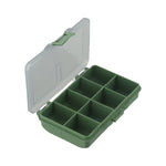boîte pêche compartiments vert gris plastique lisse pratique compact poignée