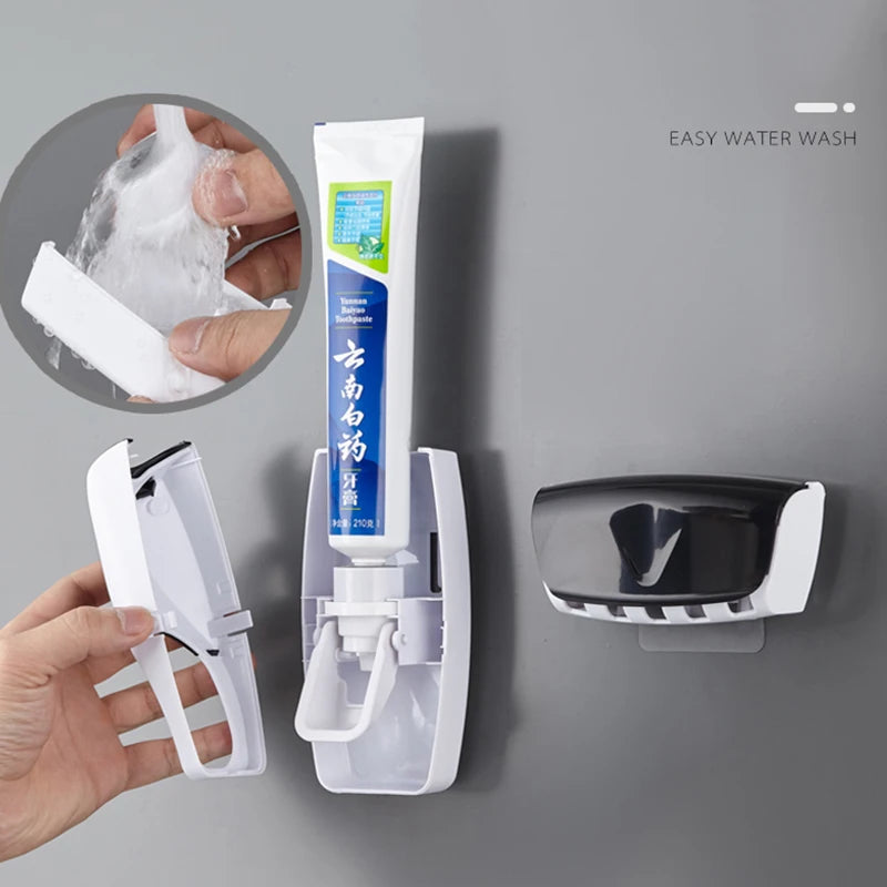 porte brosse dents distributeur dentifrice anti poussière adhésif mural moderne blanc noir bleu rose