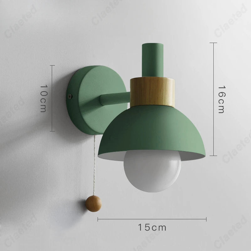 applique murale moderne vert jaune rose blanc ampoule led câble interrupteur chambre salon