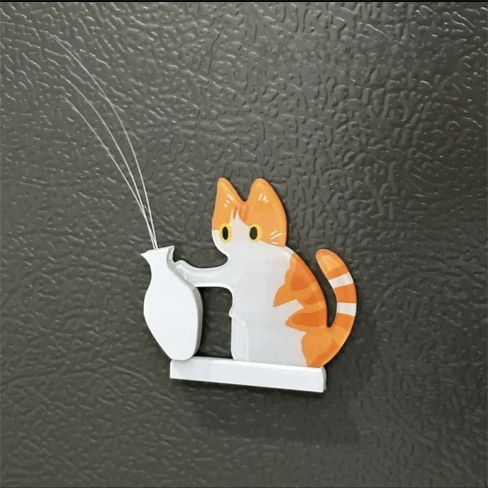 aimants réfrigérateur chat moustaches dessin animé vase noir blanc ornement collection autocollant
