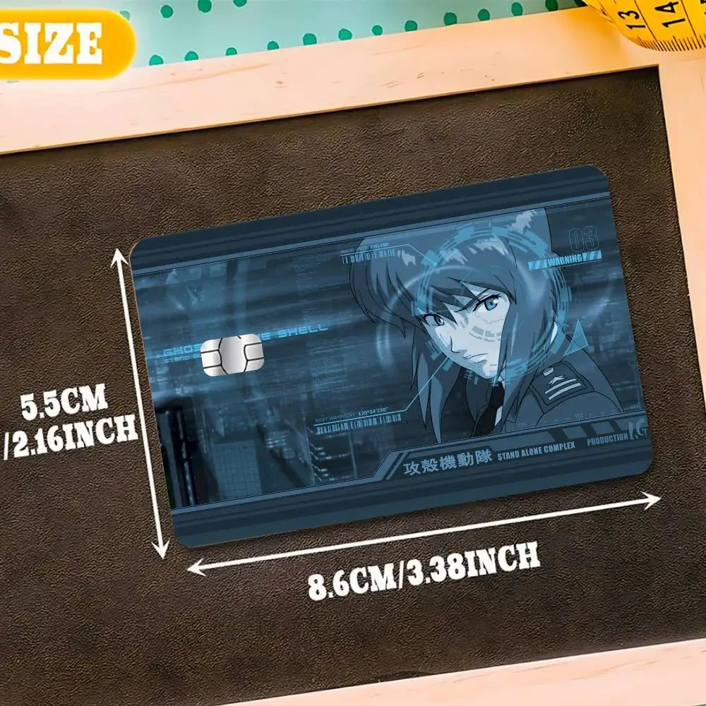 sticker anime ghost shell waterproof réutilisable moderne graphique carte crédit pièces