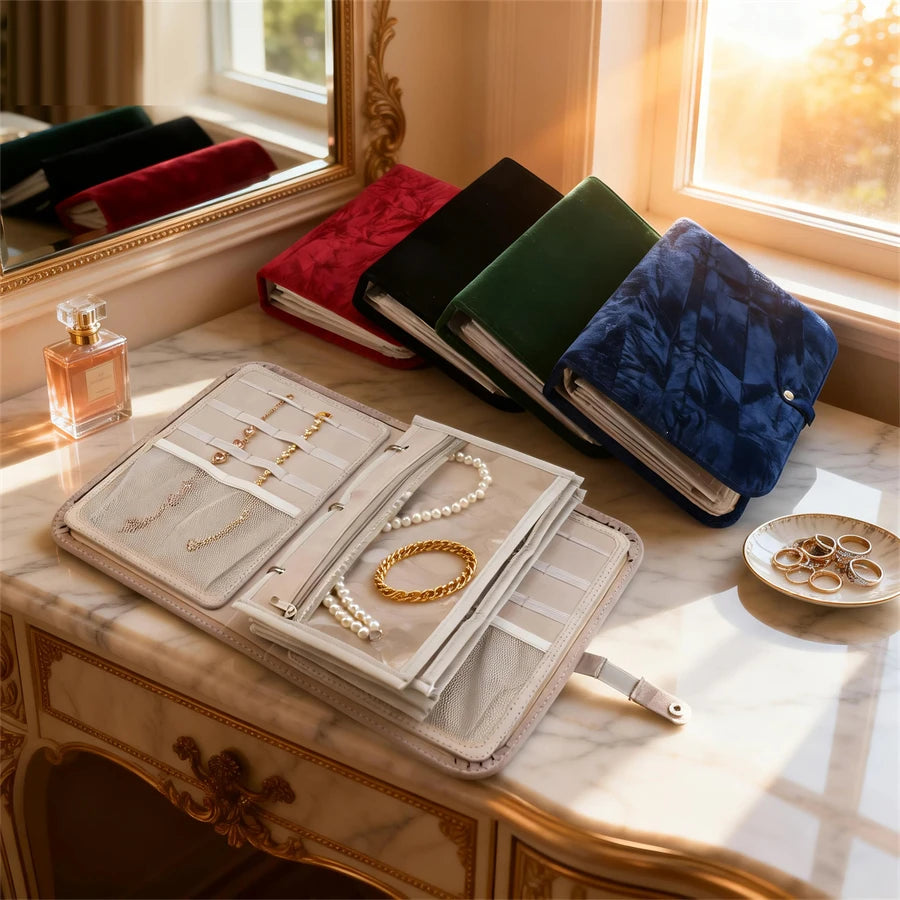 porte bijoux velours rouge moderne clics rangement grilles transparentes bijoux organisation coffret cadeau