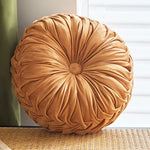 coussin rond plissé velours polyester fibre massage couleur rose gris moderne
