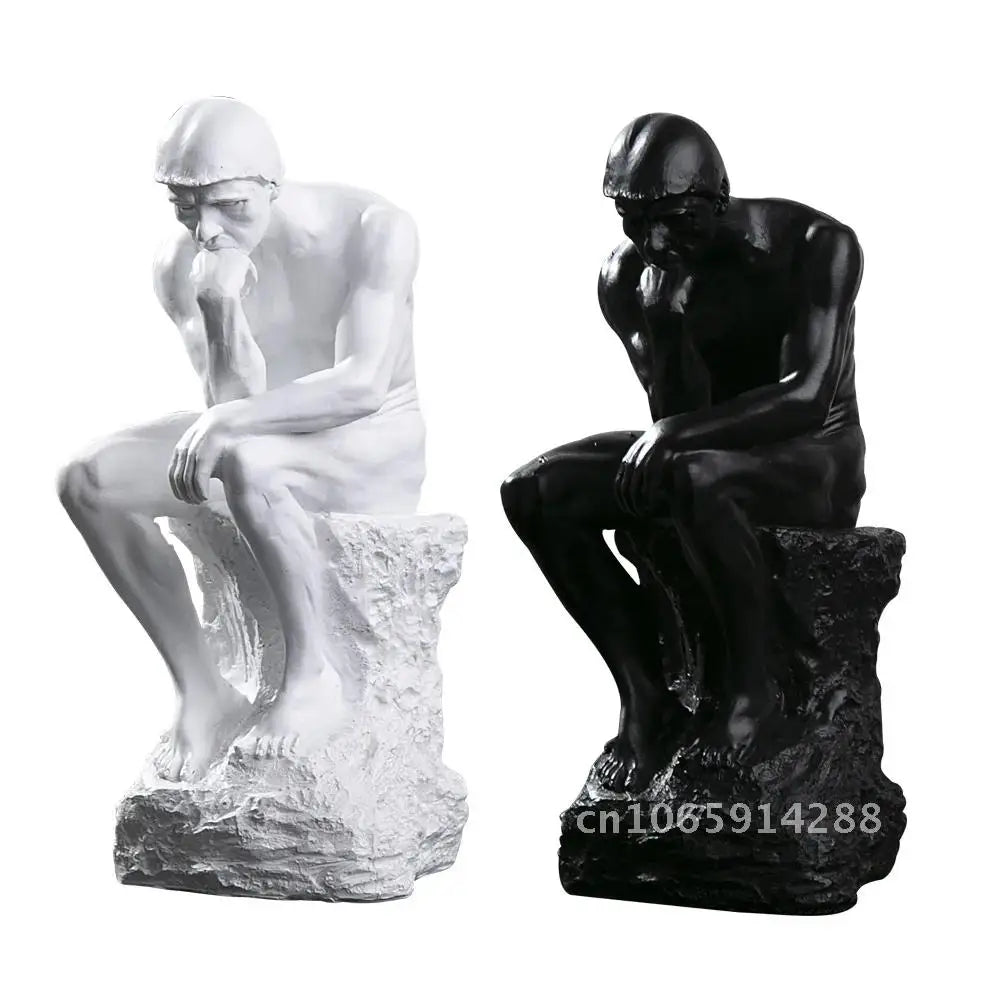 statue penseur rodin résine blanc noir classique art antique décoration intérieure salon