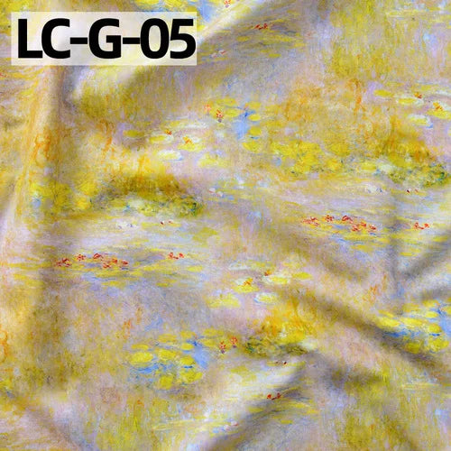 tissu imprimé coton biodegradable 145x50cm paysages fleurs abstrait impressionniste vert bleu rose
