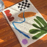 tapis multicolore abstrait clips moderne salle bain résistant machine lavable