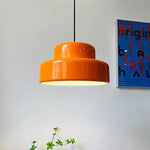 suspension lumineuse moderne deux abatjour orange noir rétro salon étude