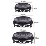 support vases texture bois sculpté motifs floraux noir classique orné grille dimensions multifonctionnel