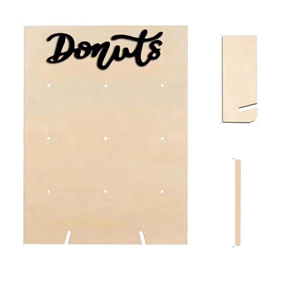 panneau donuts bois opaque motif rustique lettres noires décoration fête anniversaire mariage
