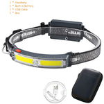 lampe frontale rechargeable led 5w gris noir ceinture ajustable mode pêche étanche 60deg modernisée