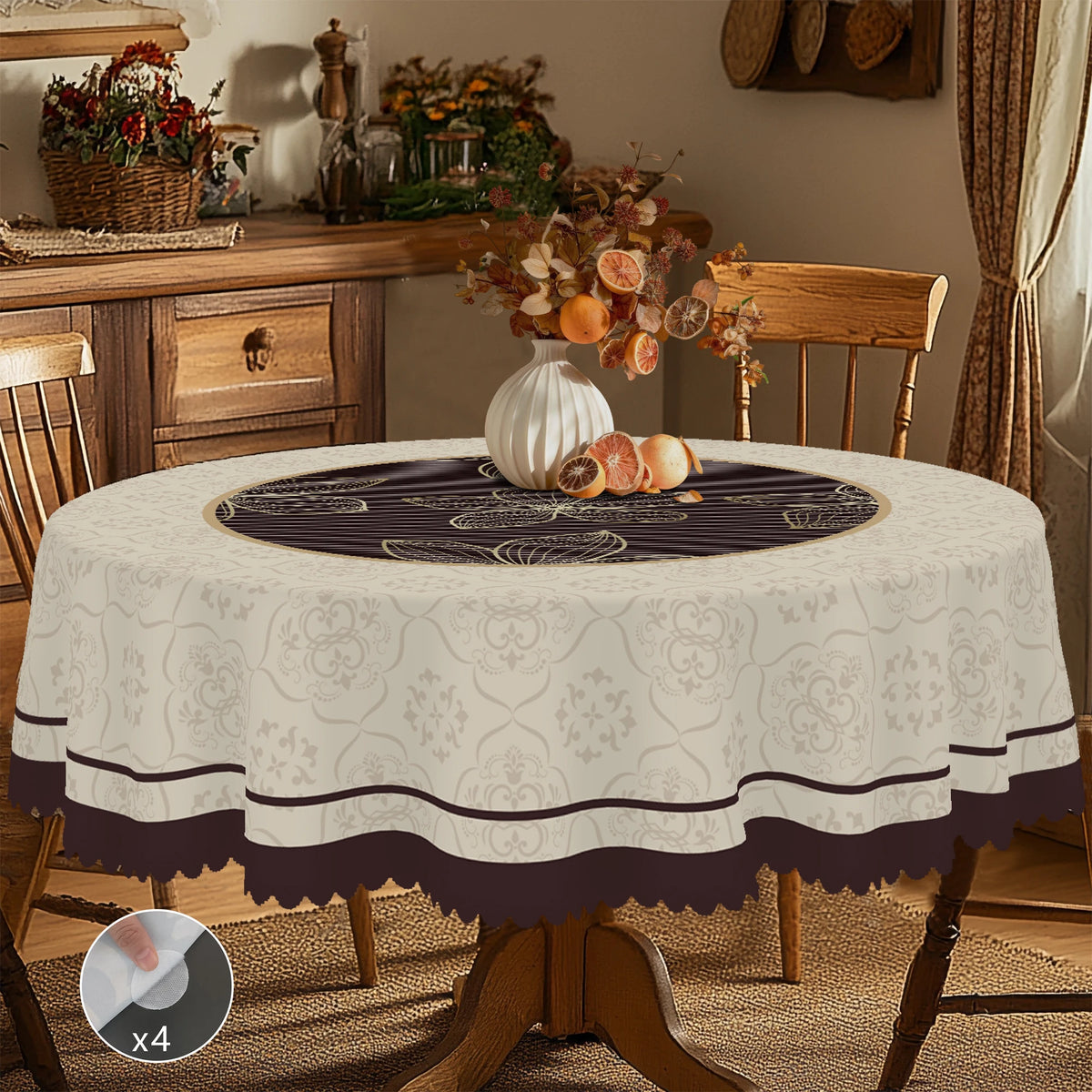 nappe table imperméable fleurs dorées motifs géométriques classique printemps étéextérieur maison