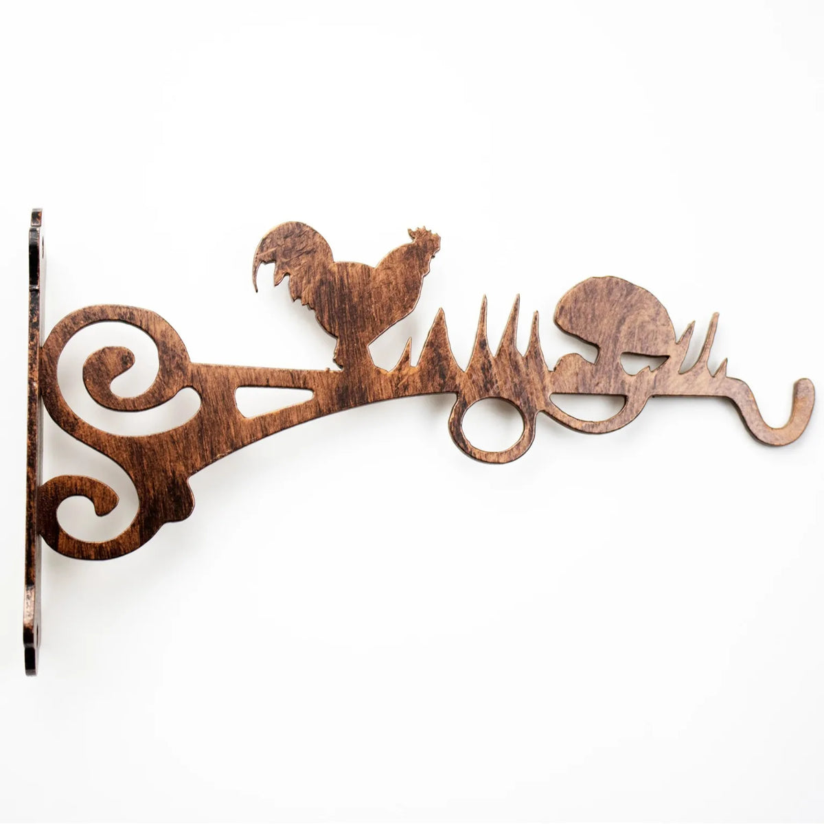 support mural décoratif artisanal oiseaux branches motifs floraux vintage équerre suspendue pot fleur balcon