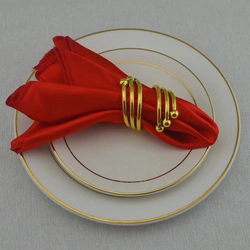 serviette table satin anneau doré mariage décoration fête couleur unie