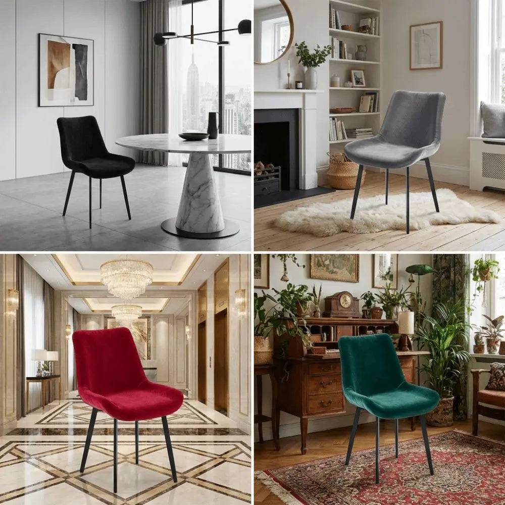 chaises modernes velours beige gris rouge noir accueil intérieur polyester