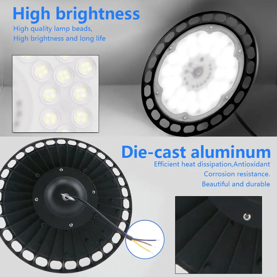 lampe led ufo haute baie super lumineuse blanc moderne atelier garage industrielle 220v ul