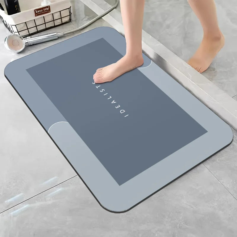 tapis bain absorbant antidérapant séchage rapide texture grise moderne adhésif 50x80cm 40x60cm chambre cuisine