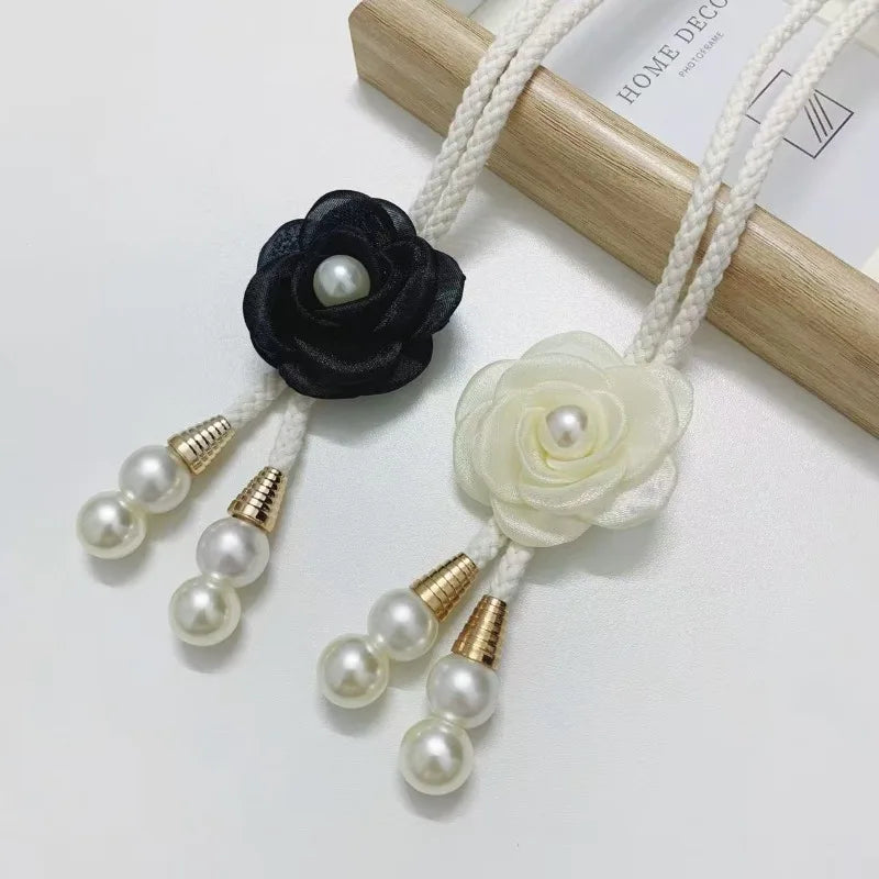 rideaux accessoires cordon serrure fleurs texturées nacrées floral élégant semi transparent tissu unisexe