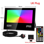 projecteur led rgb ip66 étanche extérieur télécommande réglage luminosité noir moderne