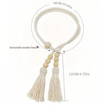 rubans rideau boho chic pompons bois beige clair inclusion accessoires fenêtre modernehôtel