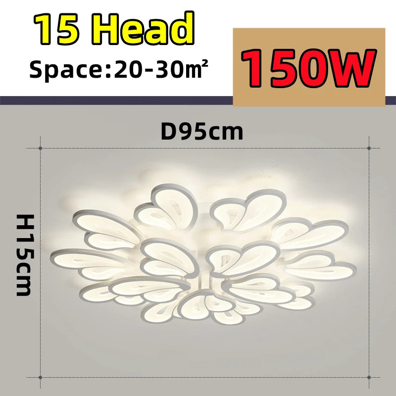 plafonnier moderne blanc gris feuilles stylisées éclairage quotidien chambre salon télécommande led adjustable