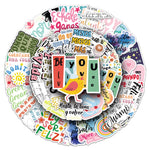 autocollants graphiques divers motifs brillants scrapbooking 50 pièces stickers décoratifs inspirants phrases motivantesscrição
