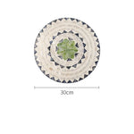 assiettes rondes mosaïque moderne blanc gris verte décoration table haut gamme motifs géométriques