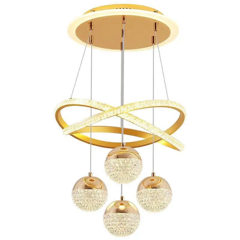 suspension lumineuse moderne or noir anneaux boules translucides led clips