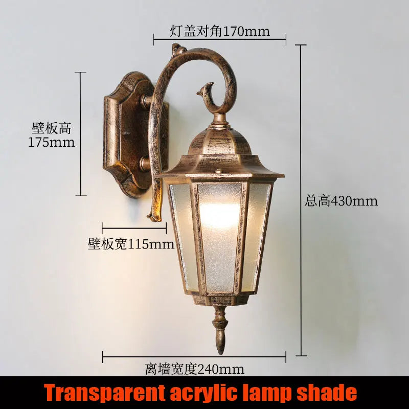 lampe murale classique vintage métal doré antique fixations extérieure intérieure