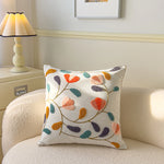 taie d'oreiller carrée fleur motif moderne polyester coton 45x45cm blanc