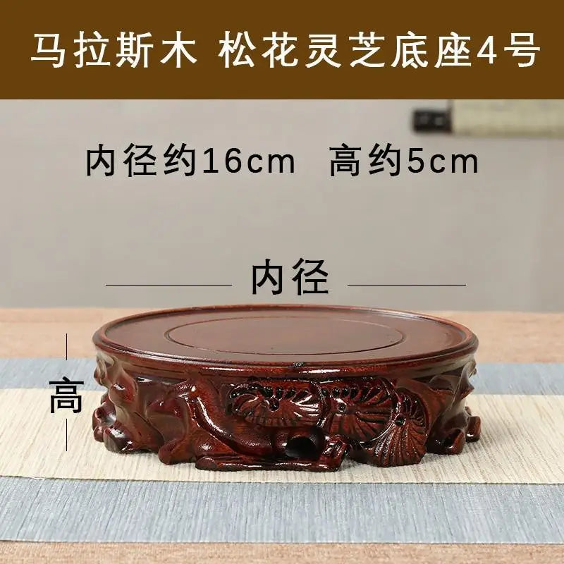 support bois sculpté pot bonsaï figurine décoration intérieure traditionnel