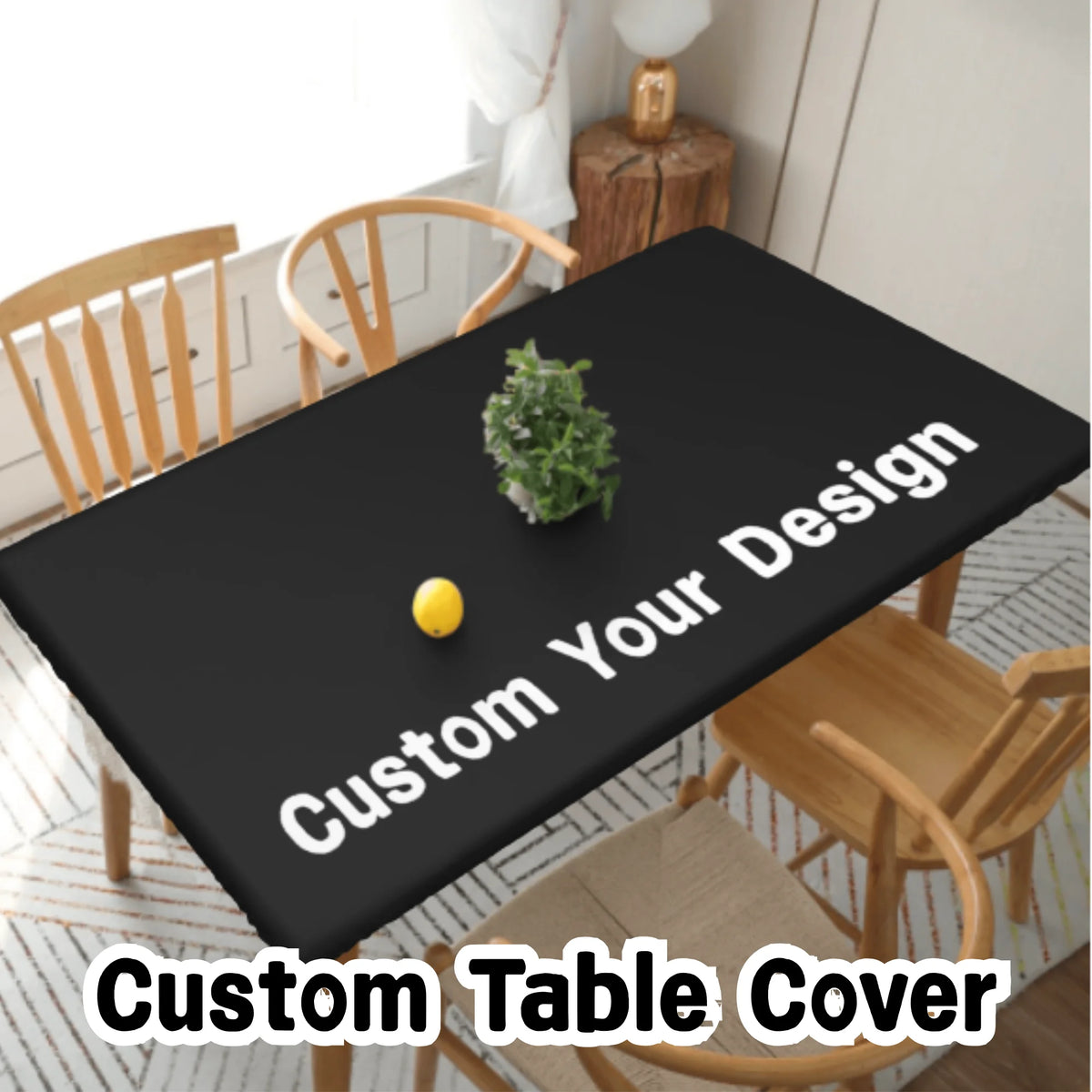 nappe personnalisable moderne table banquet noir imprimée minimaliste événements festive