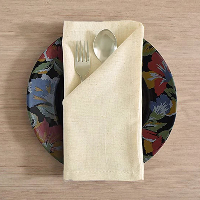 serviettes polyester 40x40cm 45x45cm pack 12 24 texture lin classique anneaux métalliques