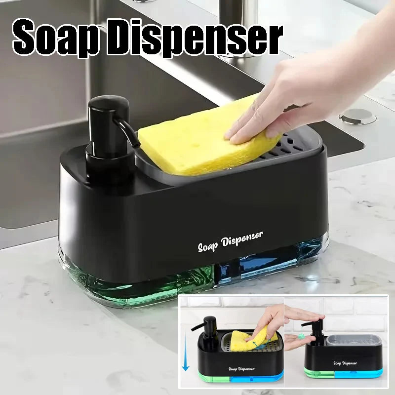 distributeur savon liquide double pompe noir vert bleu moderne éponge
