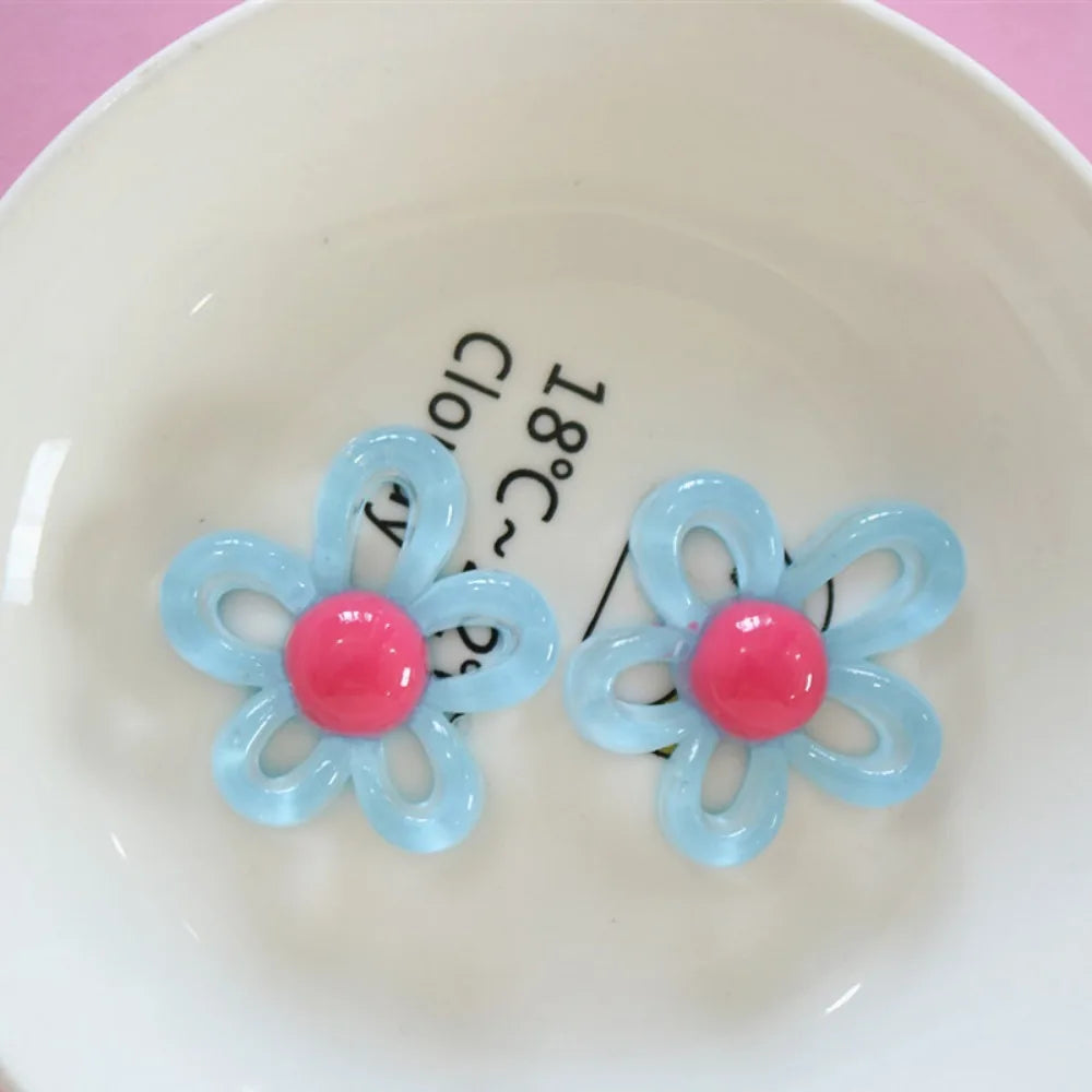 clips cheveux fleurs violet blanc orange vert jaune rose bleu kawaii
