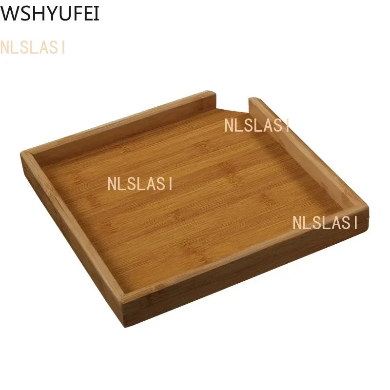 plateau carré bois brun clair minimaliste compartiments couvercle servir thé gâteaux décoratif nature rustique